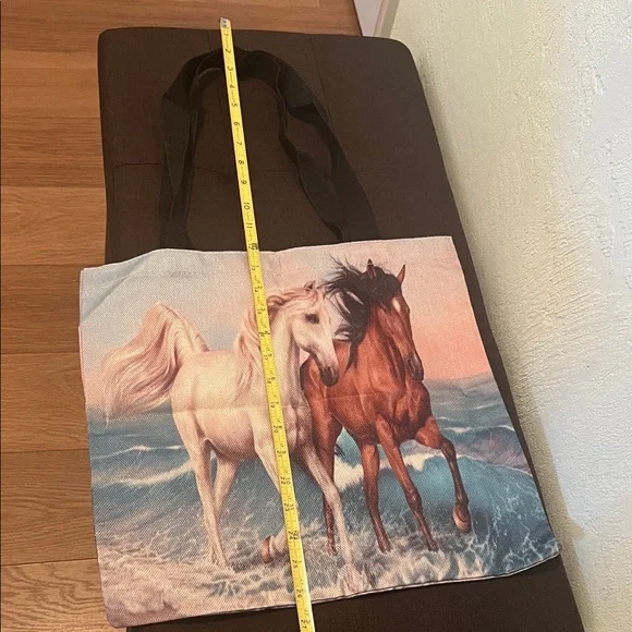 #1091* Horse Print Tote Bag with Black Straps - Picture 5 of 5